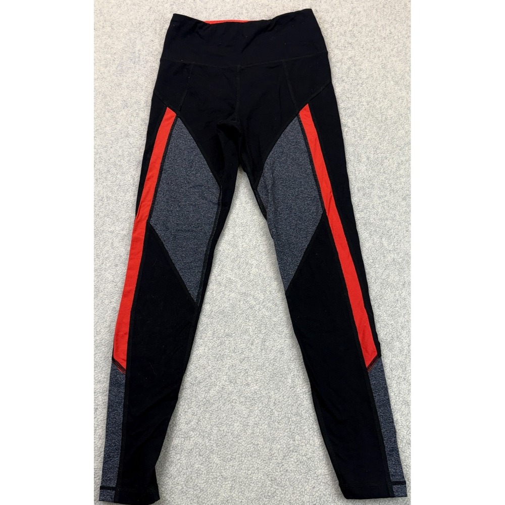 Betsey Johnson Womens Performance Ankle Leggings Black Red Colorblock Stretch XS